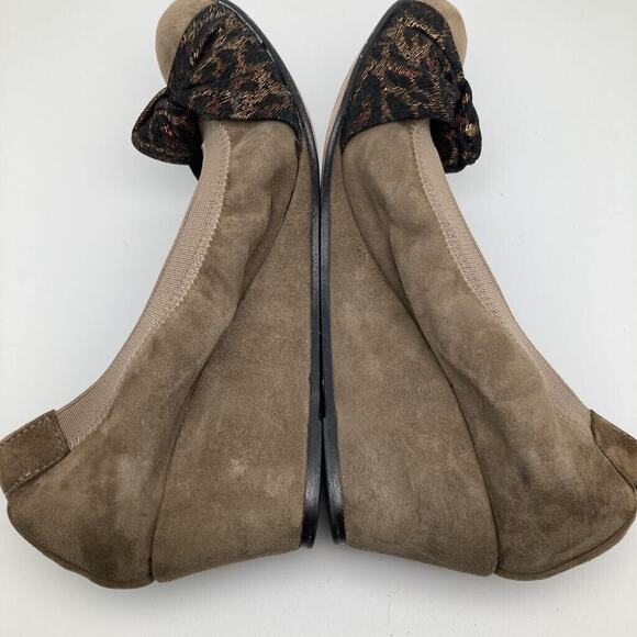 Anyi Lu Womens Wedges Beige Leather Leopard Scrunch Slip On Italy EUR 37 US 6.5M - Picture 8 of 10